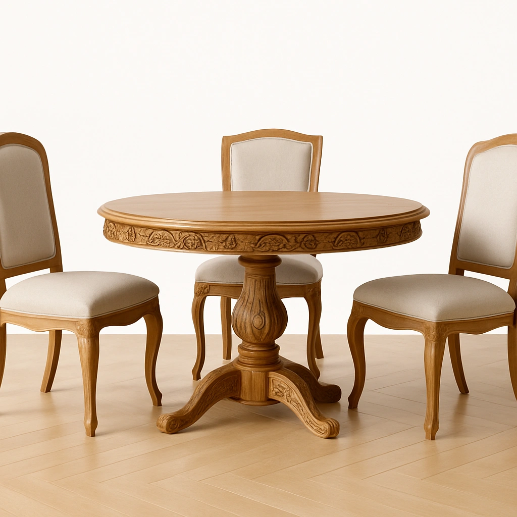 Set di 3 sedie in legno con rivestimento in lino-woodhomecraft